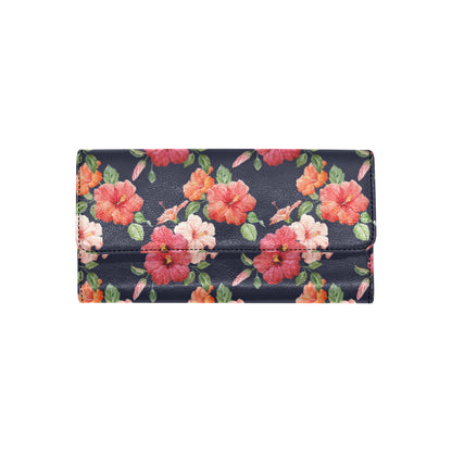 Tropical Flower Pattern Print Design TF020 Women's Trifold Wallet