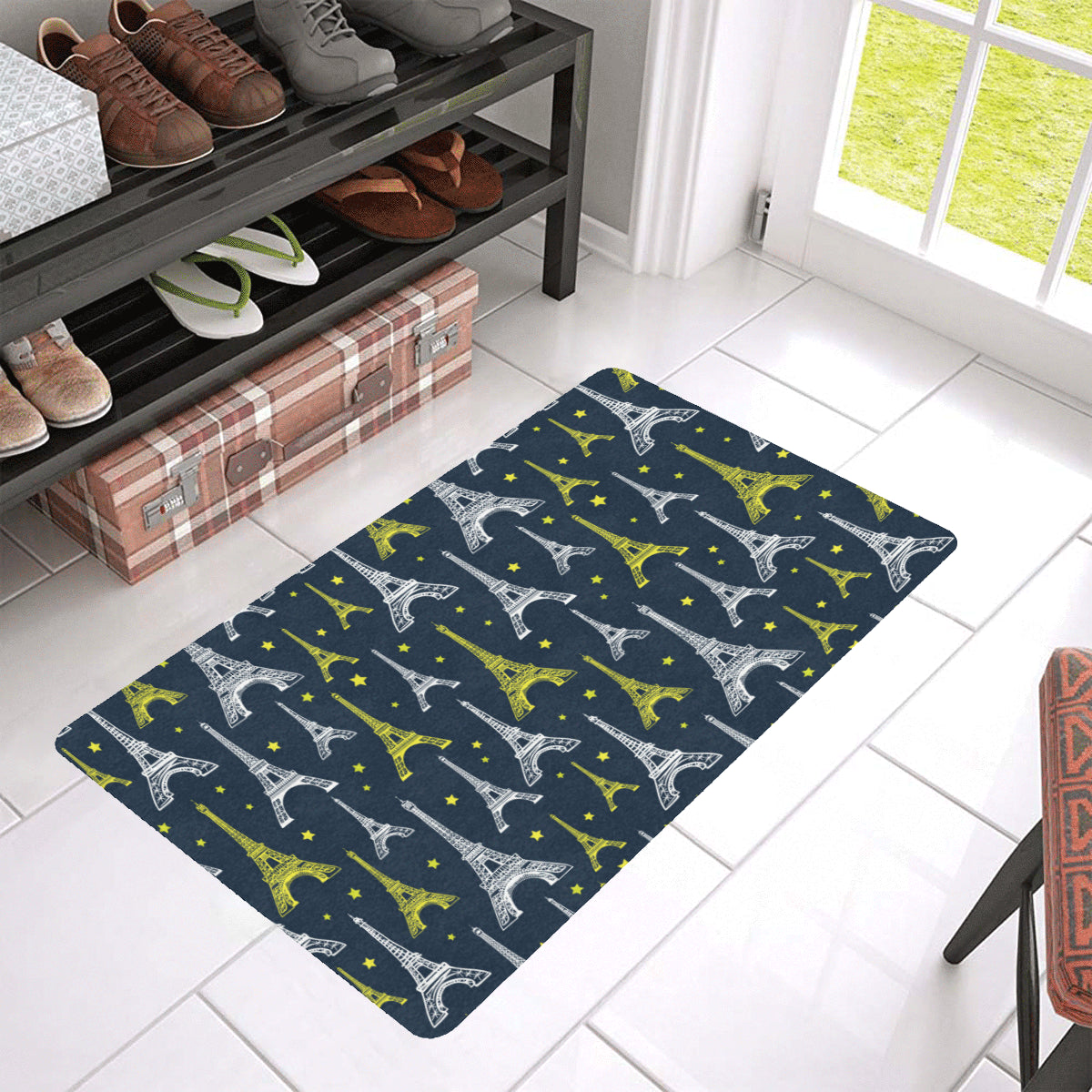Eiffel Tower Star Print Rubber Doormat