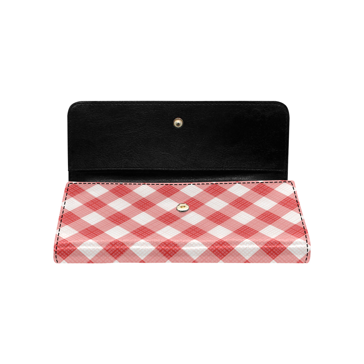 Gingham Red Pattern Print Design 01 Women's Trifold Wallet
