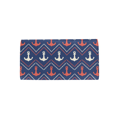 Anchor Pattern Print Design 07 Women's Trifold Wallet