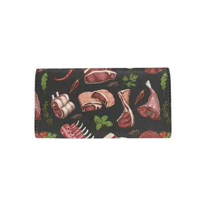 Meat Pattern Print Design 02 Women's Trifold Wallet