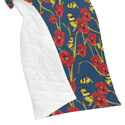 Pansy Pattern Print Design A01 Premium Quilt