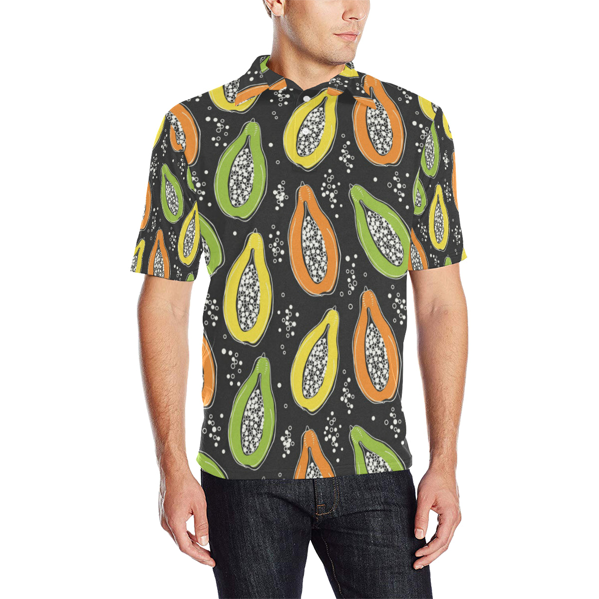 Papaya Pattern Print Design PP05 Men Polo Shirt