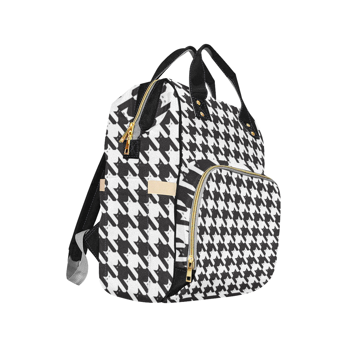 Cat HoundstoothPattern Print Design 01 Diaper Bag Backpack