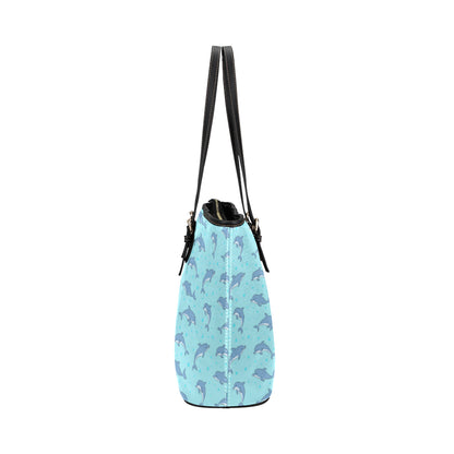 Dolphin Baby Cute Print Pattern Leather Tote Bag