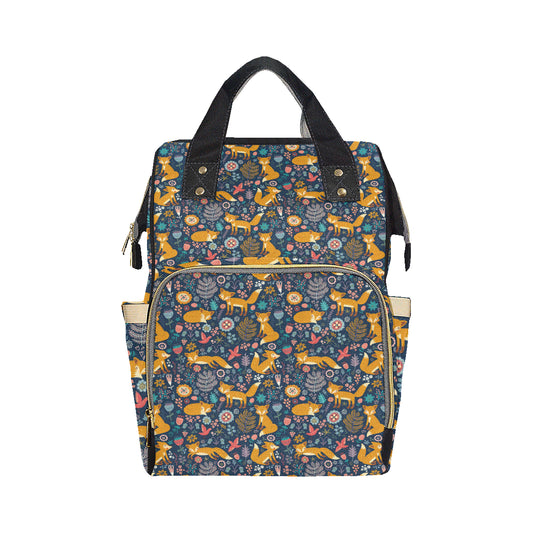 Fox Cute Jungle Print Pattern Diaper Bag Backpack