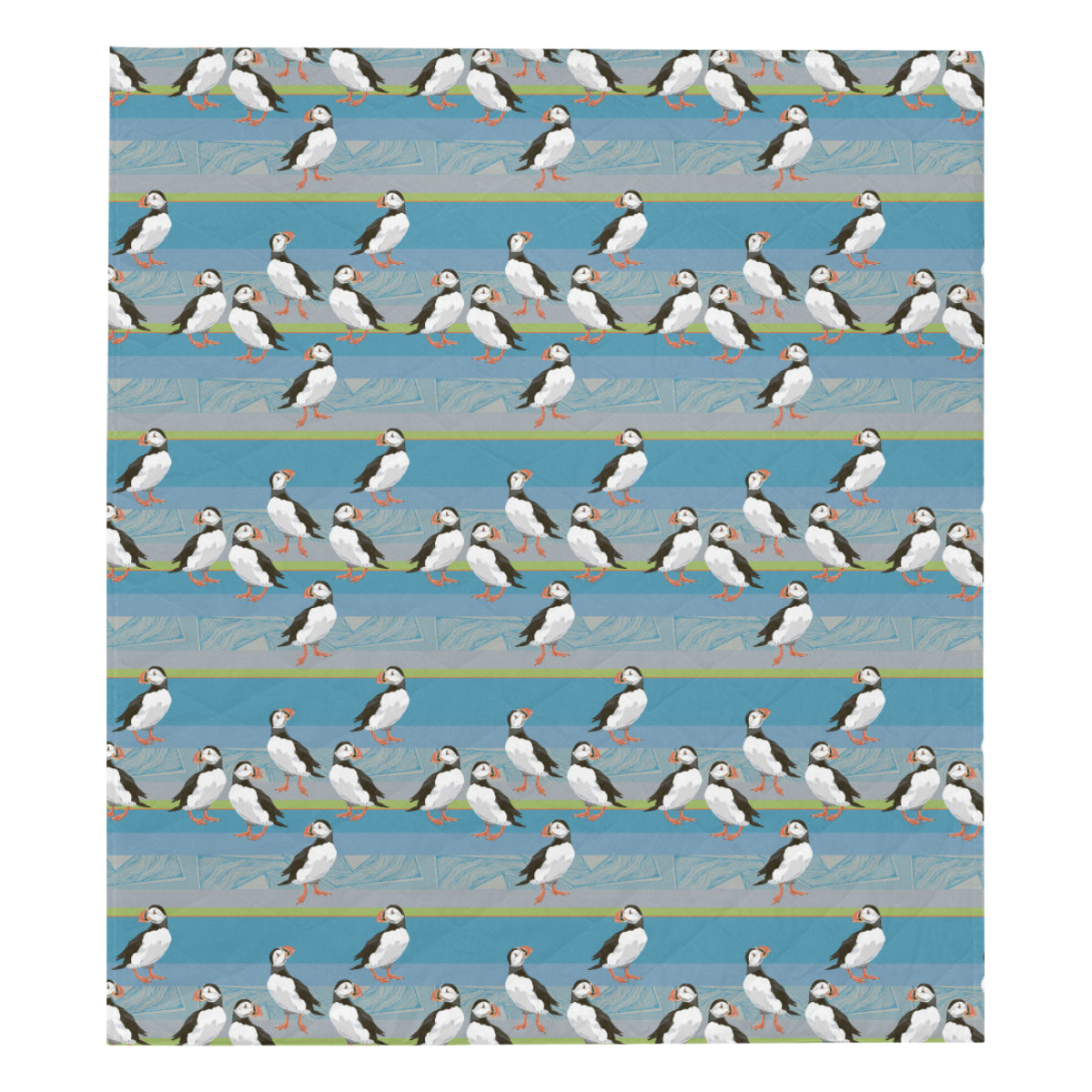 Puffin Pattern Print Design A01 Premium Quilt