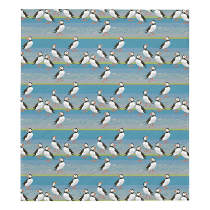 Puffin Pattern Print Design A01 Premium Quilt