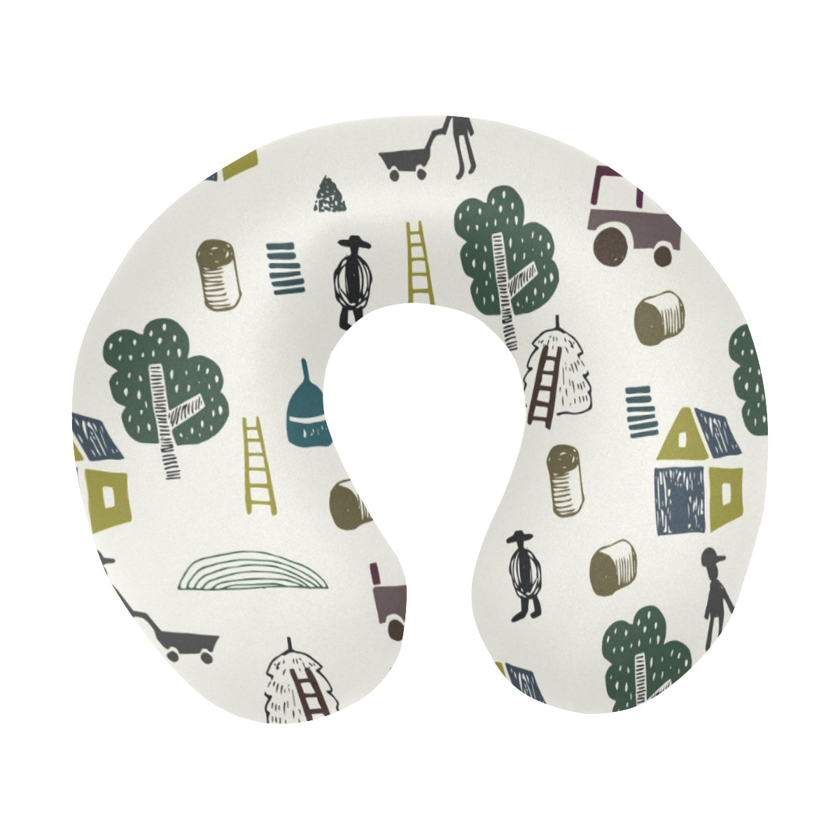 Agricultural Farm Print Design 01 U-Shaped Travel Neck Pillow