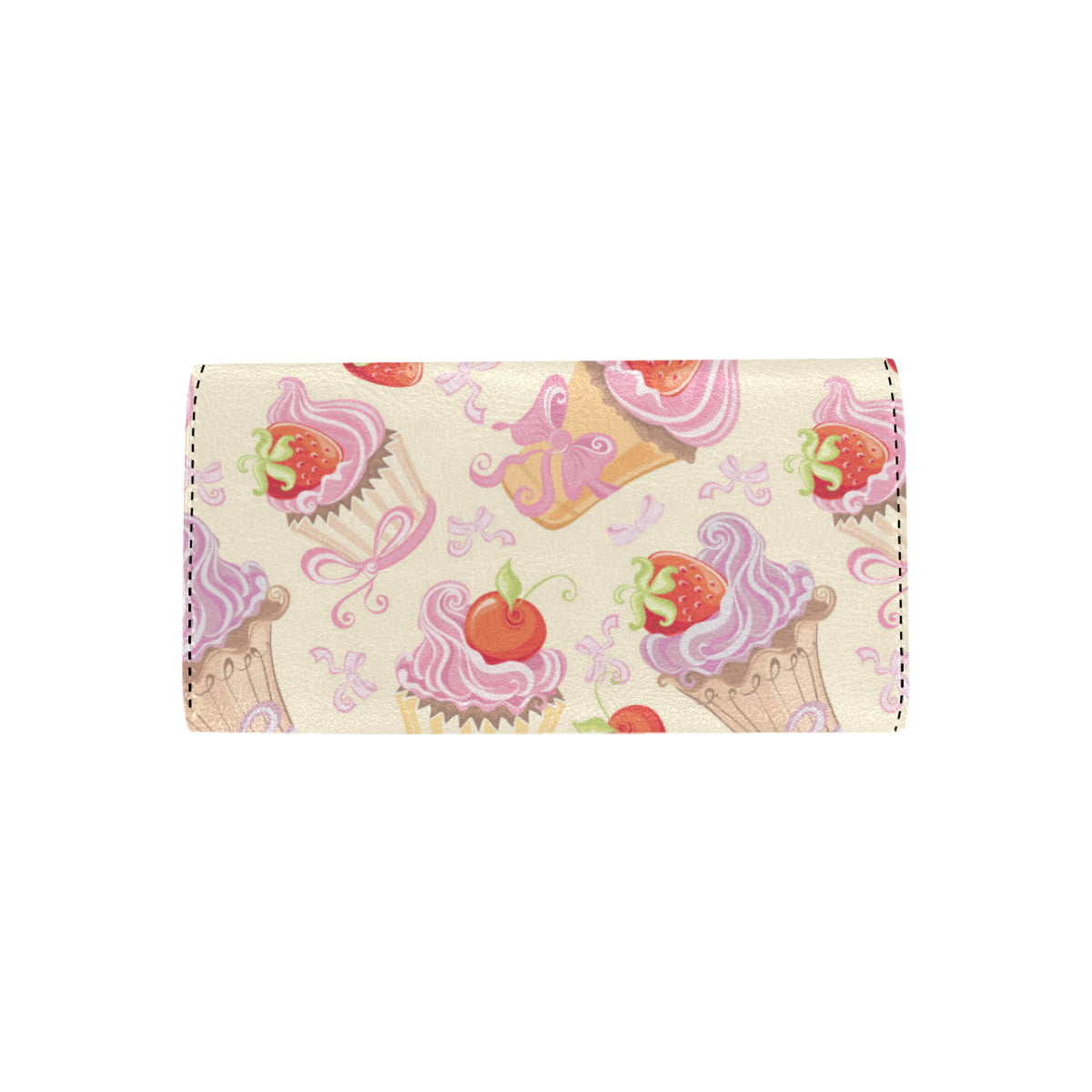 Strawberry Pink CupCake Women's Trifold Wallet