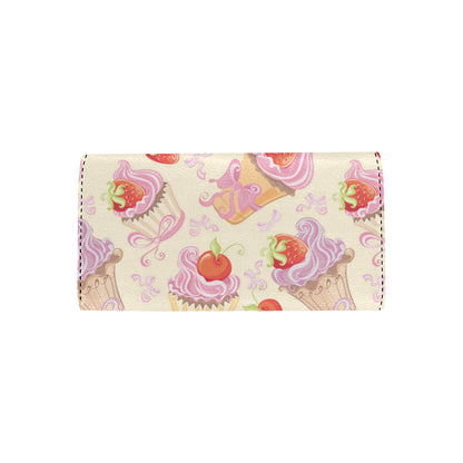 Strawberry Pink CupCake Women's Trifold Wallet