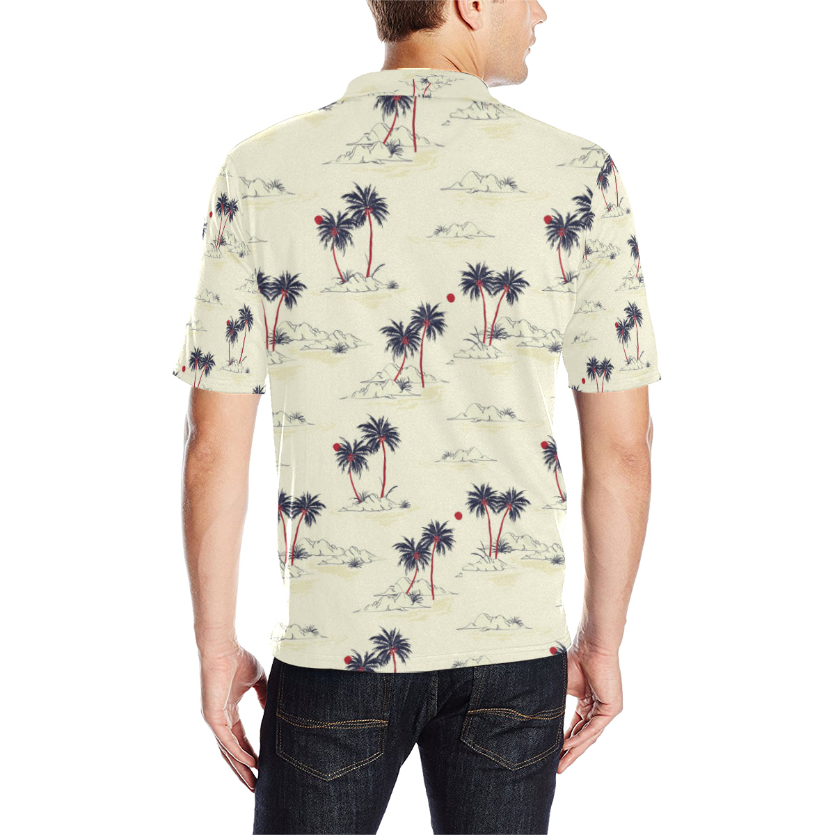Palm Tree Pattern Print Design PT08 Men Polo Shirt