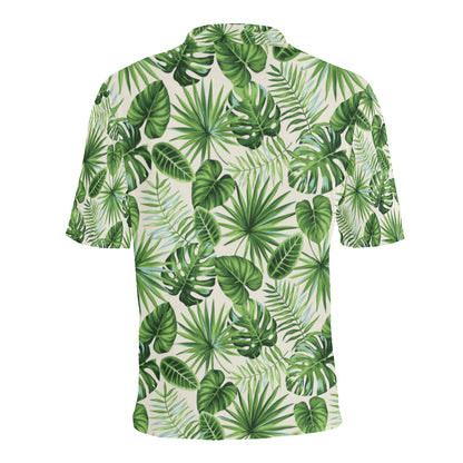 Palm Leaf Pattern Print Design A01 Men Polo Shirt