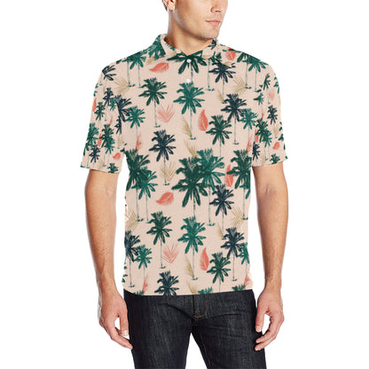 Palm Tree Pattern Print Design PT014 Men Polo Shirt
