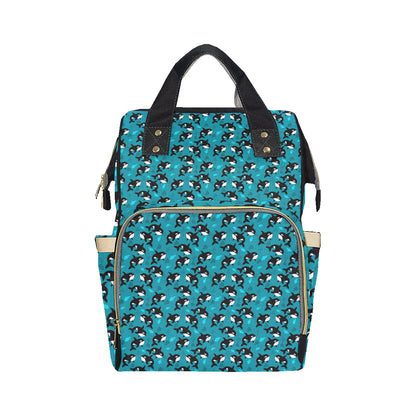 Whale Sea Design Themed Print Diaper Bag Backpack