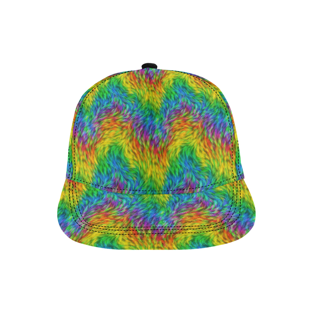Rainbow Fur Design Print Snapback Cap