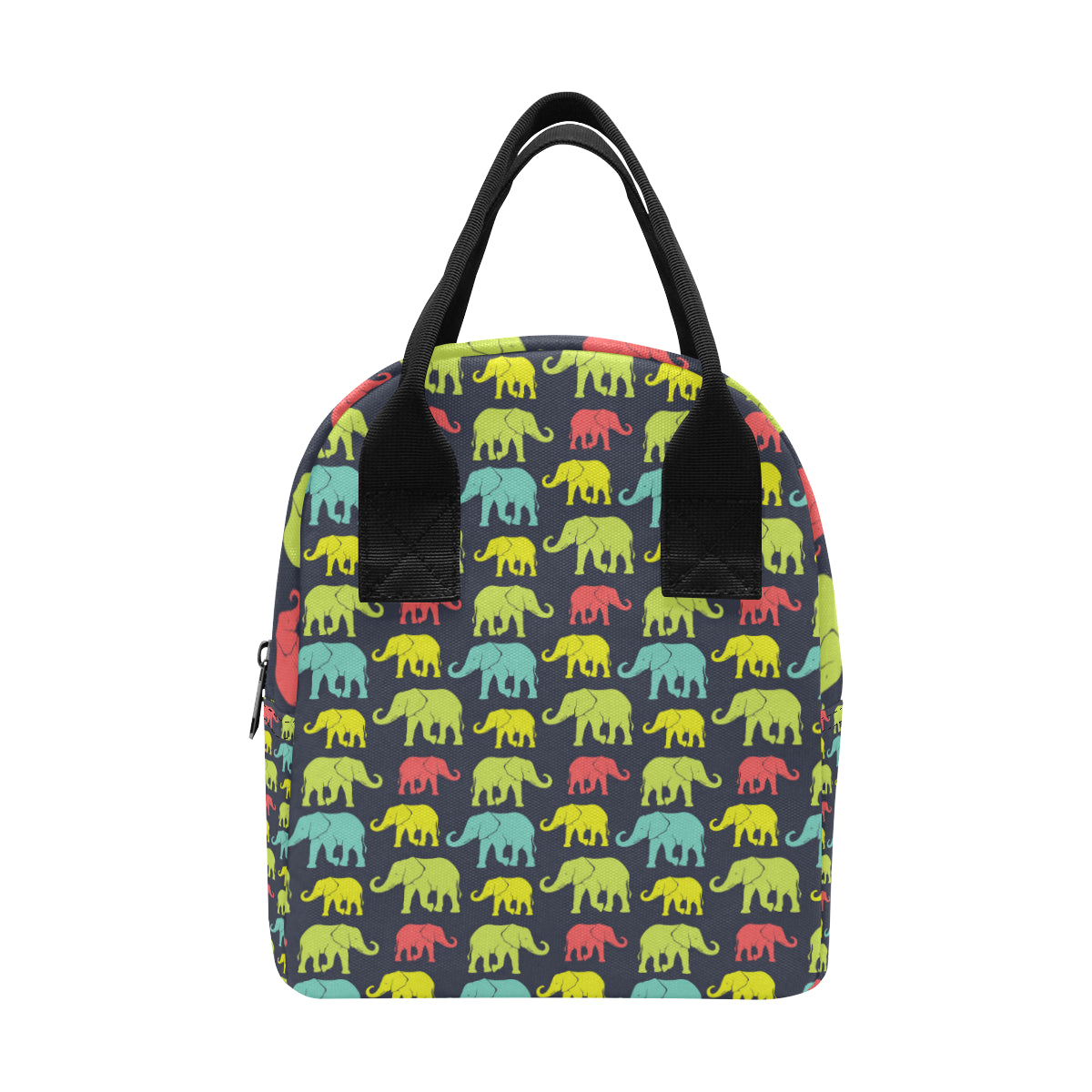 Elephant Neon Color Print Pattern Insulated Lunch Bag