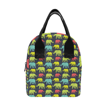 Elephant Neon Color Print Pattern Insulated Lunch Bag