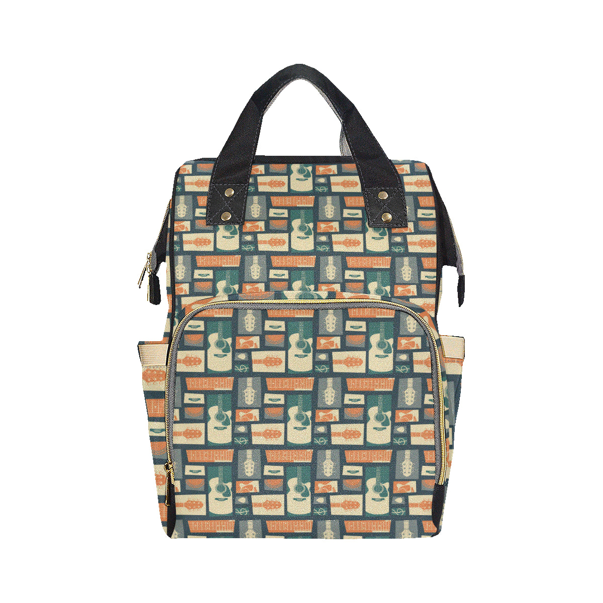 Acoustic Guitar Pattern Print Design 02 Diaper Bag Backpack