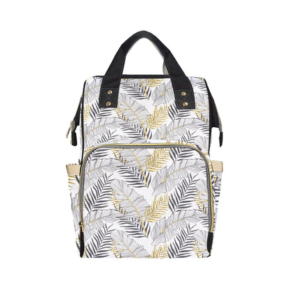 Gold Glitter Tropical Palm Leaves Diaper Bag Backpack