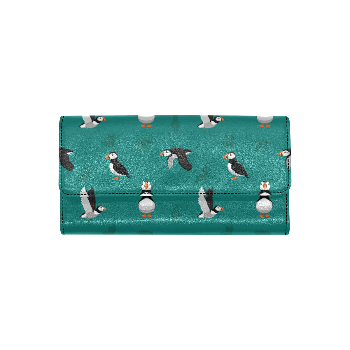 Puffin Pattern Print Design A02 Women's Trifold Wallet