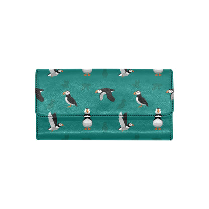 Puffin Pattern Print Design A02 Women's Trifold Wallet