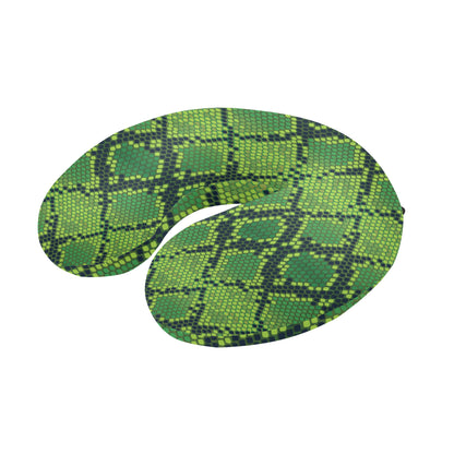Python Green Pattern Print Design A01 U-Shaped Travel Neck Pillow