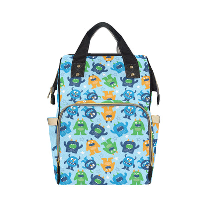 Monster Cartoon Pattern Print Design 04 Diaper Bag Backpack