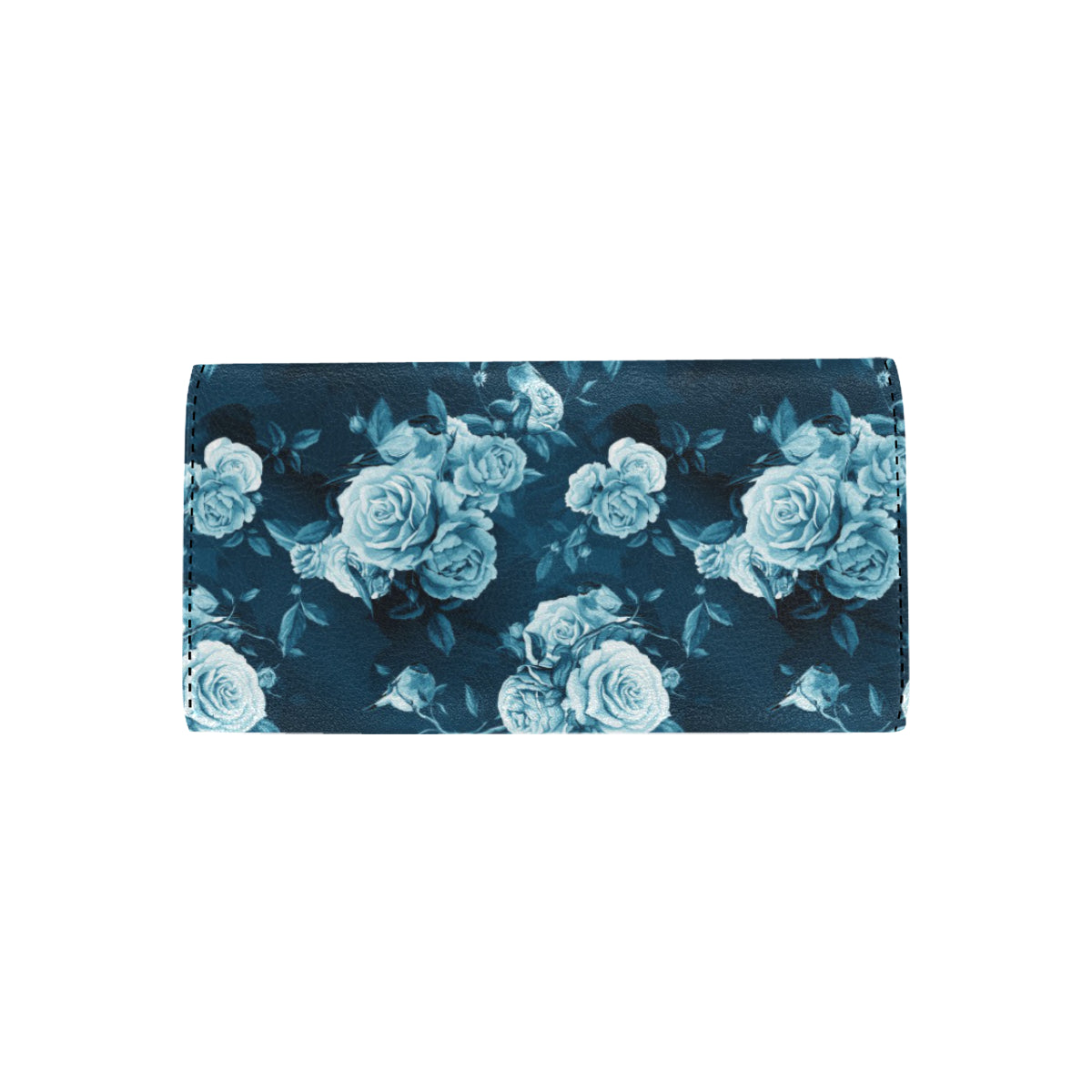 Rose Blue Pattern Print Design RO014 Women's Trifold Wallet