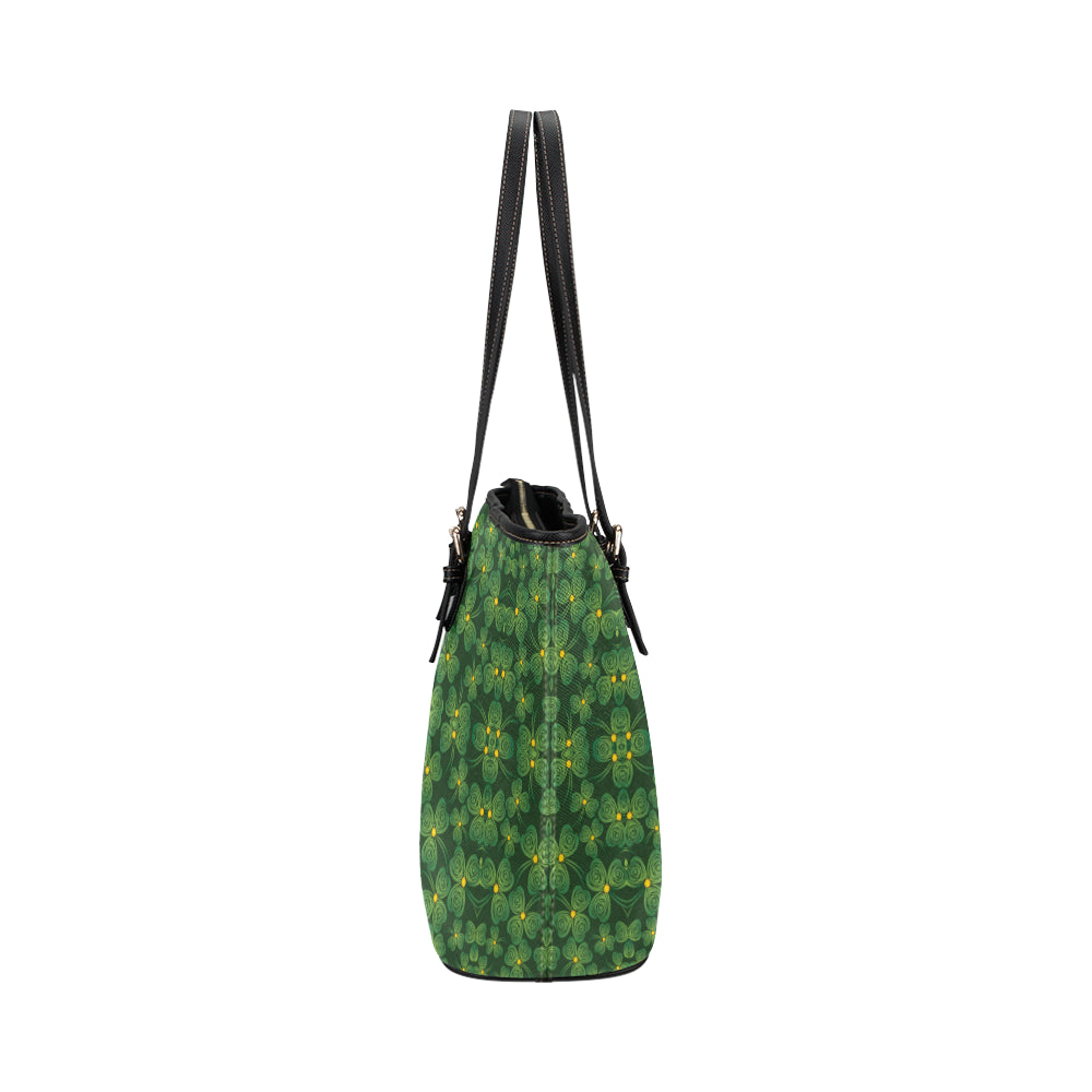 Shamrock Pattern Leather Tote Bag