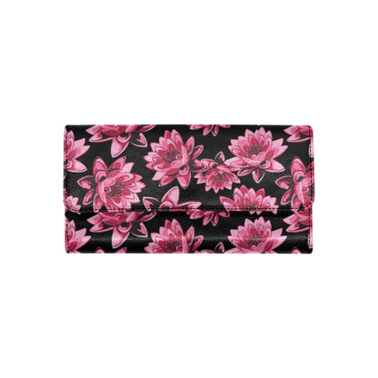 Lotus Pattern Print Design 03 Women's Trifold Wallet