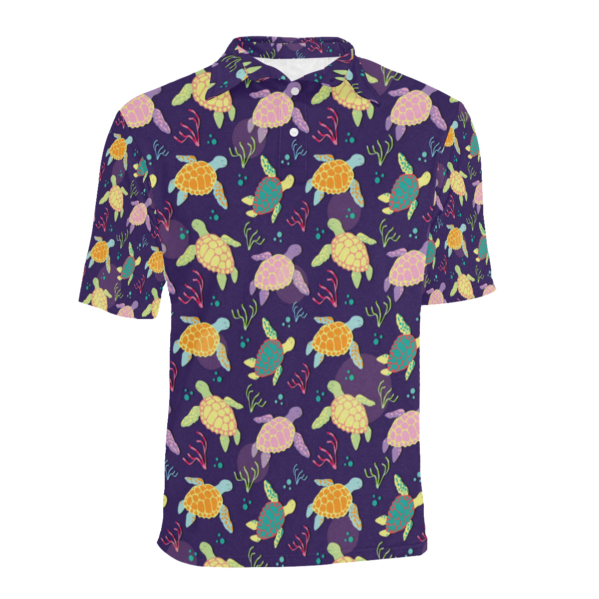 Sea Turtle Color Smile Men Polo Shirt