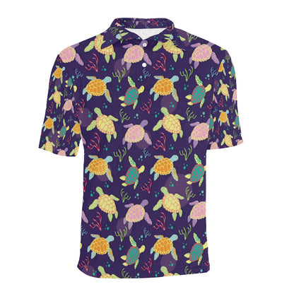 Sea Turtle Color Smile Men Polo Shirt