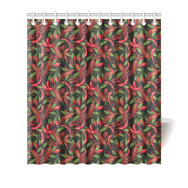 Chilli Pepper Pattern Print Design 02 Shower Curtain