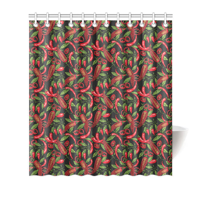Chilli Pepper Pattern Print Design 02 Shower Curtain