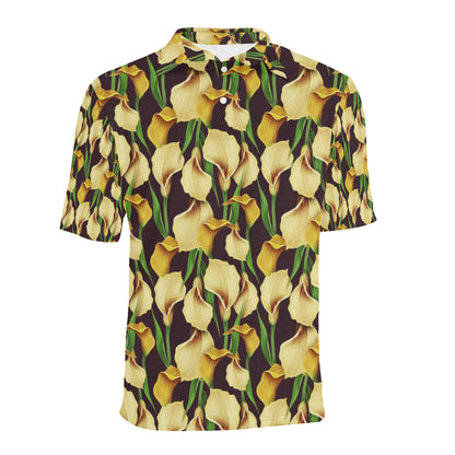 Lily Pattern Print Design LY013 Men Polo Shirt