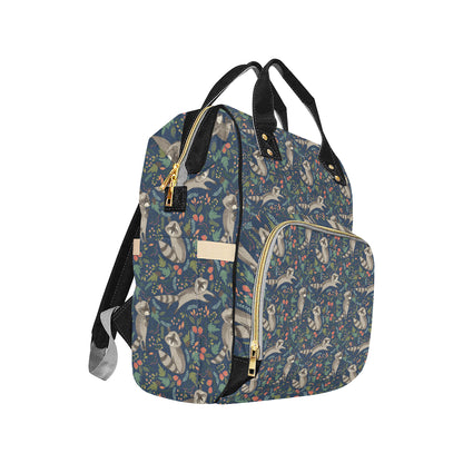 Raccoon Pattern Print Design A02 Diaper Bag Backpack