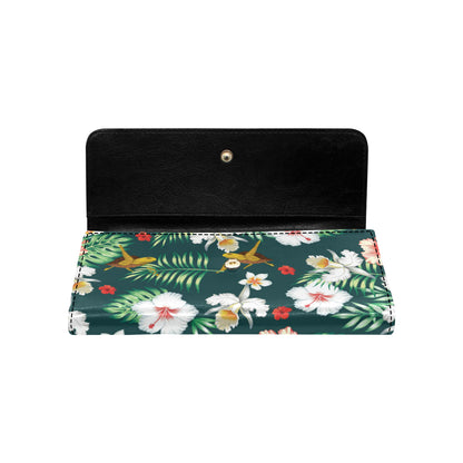 Hawaiian Flower Design with SeaTurtle Print Women's Trifold Wallet