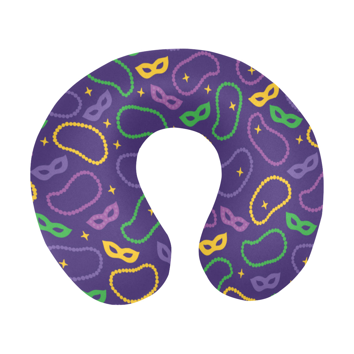 Mardi Gras Pattern Print Design 04 U-Shaped Travel Neck Pillow