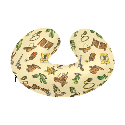 Cowboy Pattern Print Design 04 U-Shaped Travel Neck Pillow