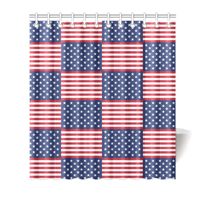 Patriotic US Flag Pattern Print Design A03 Shower Curtain
