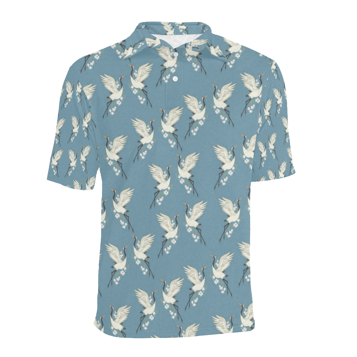 Crane Pattern Print Design 05 Men Polo Shirt
