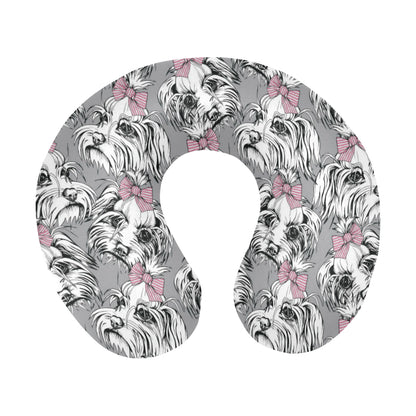Maltese Pattern Print Design 01 U-Shaped Travel Neck Pillow