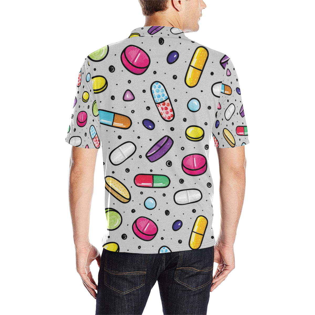 Pill Pattern Print Design A04 Men Polo Shirt
