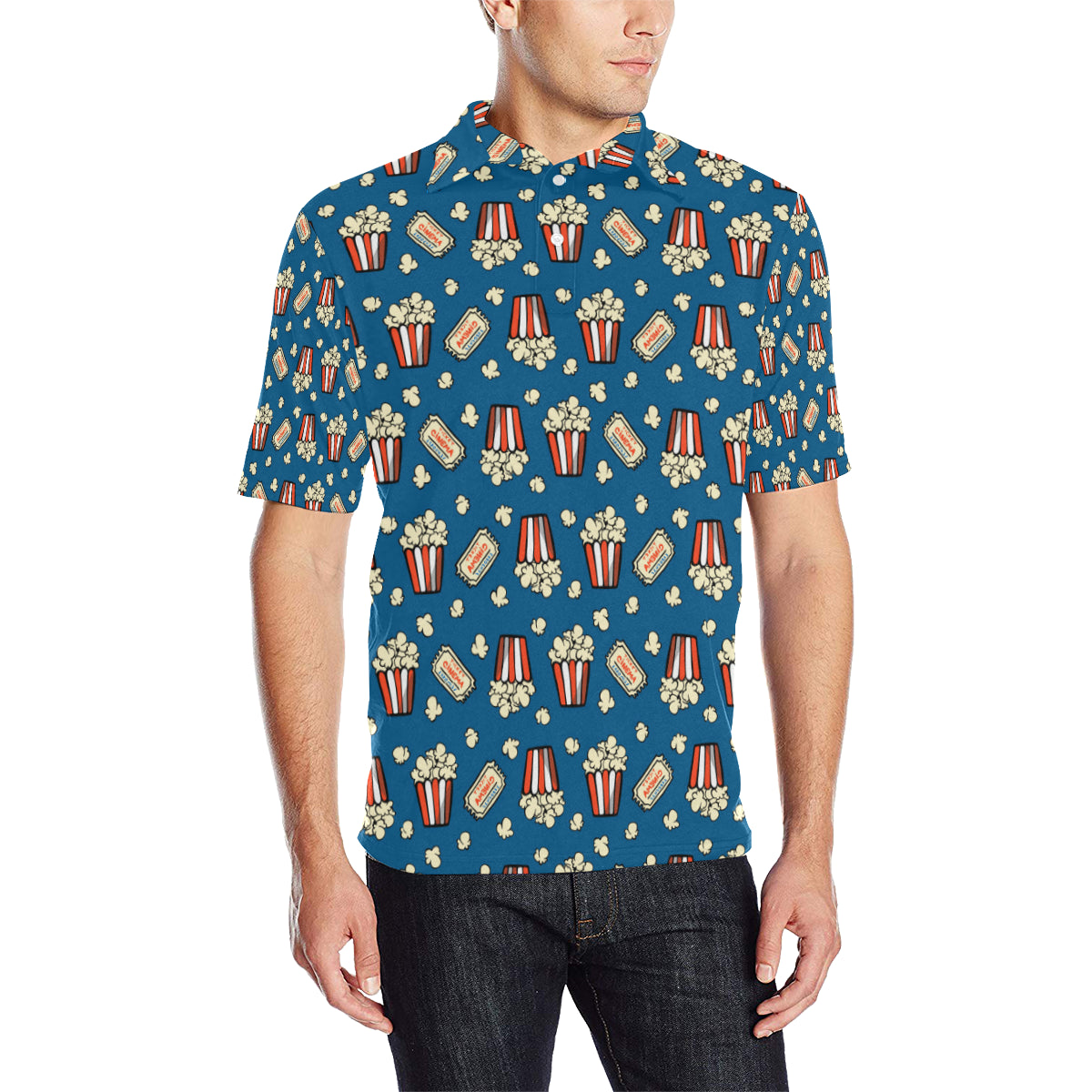 Popcorn Pattern Print Design A03 Men Polo Shirt