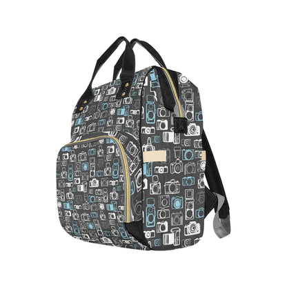 Camera Pattern Print Design 04 Diaper Bag Backpack