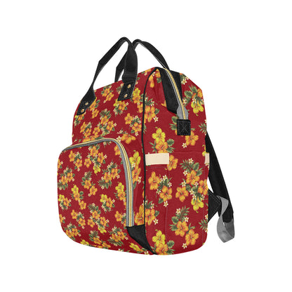 Orange Hibiscus Pattern Print Design HB026 Diaper Bag Backpack
