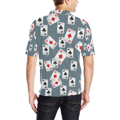 Poker Cards Pattern Print Design A05 Men Polo Shirt
