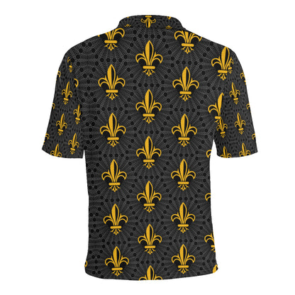 Fleur De Lis Gold Pattern Print Design 01 Men Polo Shirt