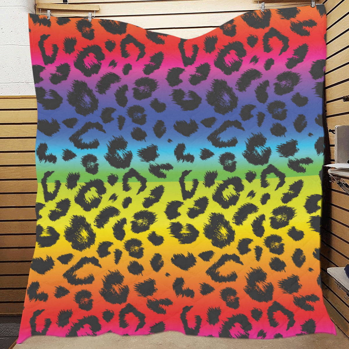 Rainbow Leopard Pattern Print Design A01 Premium Quilt